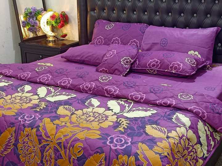 Dark Purple Comforter Set Premium Quality Cotton Salonica 7-Pcs  King Size