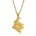 Anniyo Colombia Map Pendant Necklace For Women/men Gold Color Map Of Colombian Chains 004521. 