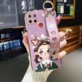 dienya For Realme C12 Case With Wristband New Design Phone Case For Girl Women Thin Pattern Fashion Cartoon Shockproof Plating Silicone Casing Full Cover SoftCase Protection Cases. 
