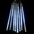 Meteor Shower Lights Outdoor, 11.8 Inch 8 Tubes 192 LED Snowfall Lights, Waterproof Meteor home decor Lights, Hanging Falling Rain Lights for Tree Bushes Holiday Party  Decoration, Blue. 