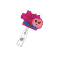 Printable Pattern Heart Badge Stylish Acrylic Material Glitter Powder Id Buckle Heart-Shaped Cartoon Design Work Card Clip for. 