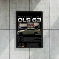 White Mercedes-Benz CLS 63 AMG Artwork | German Technology Specs Poster | High Quality Crystal Glass Frame | Luxury Sports Sedan Wall Art | Premium Automotive Artwork | Aesthetic Room & Garage Decor | Gift for Car Enthusiasts. 