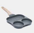 Techmanistan Mini 9x9cm Non-Stick Egg Frying Pan with Wooden Handle, Multi Grids Pancake Pan, Multi Egg Frying Pan Divider Fry Pan. 