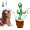 Rechargeable Dancing Cactus Toy-Talking Cactus Toy-Electronic Dancing Cactus Toy with Lighting-Singing Cactus Recording and Repeat Your Words. 