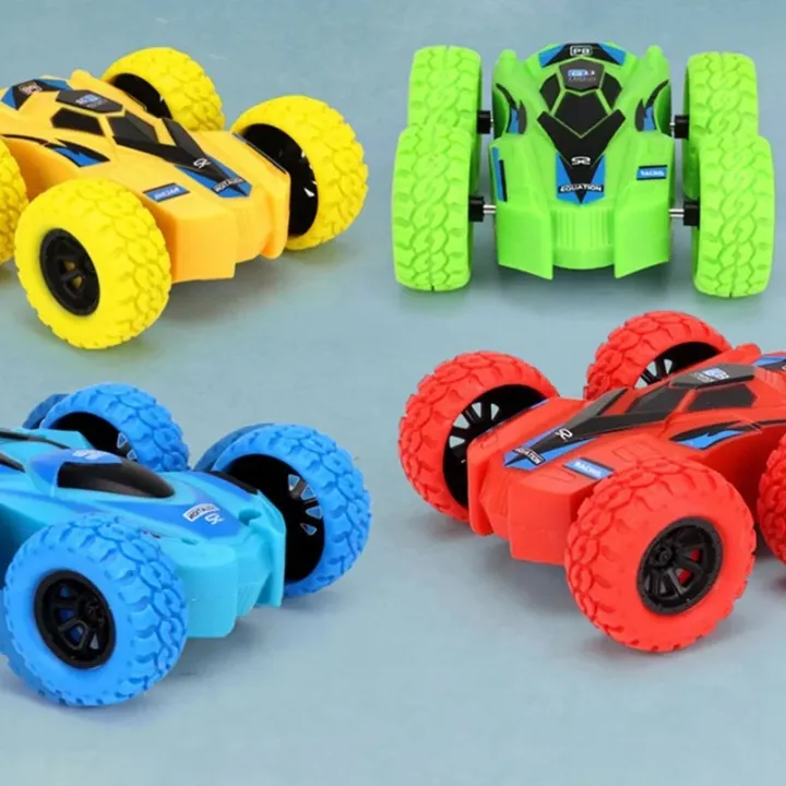 Push and Go Friction Powered 360 Rotating Double Sided Flip 4 Wheel ...