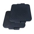 Cast Iron Single Burner Reversible Grill Griddle 10.5" with wood base,  Naturally Non Stick, Krucible Kitchen. 