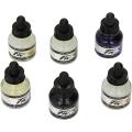 Daler-Rowney FW Acrylic Artists Ink, Set of 6 Shimmering Colors (160110006). 
