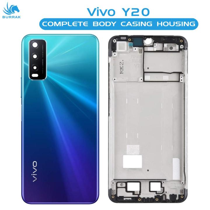 Vivo Y20 Housing Middle Frame With Side Button and Camera Lens Complete Body Casing Replacement For Y20 - Blue