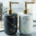 300ml/13 Oz Marble Pattern Ceramic Soap Dispenser/Cup with Golden Pump. 
