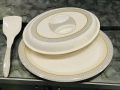 Tray - Rice Tray with Cover - Rice Serving with Cover Tray High Quality Double Glazed Melamine Tray Size  (Free Rice Serving Spoon). 