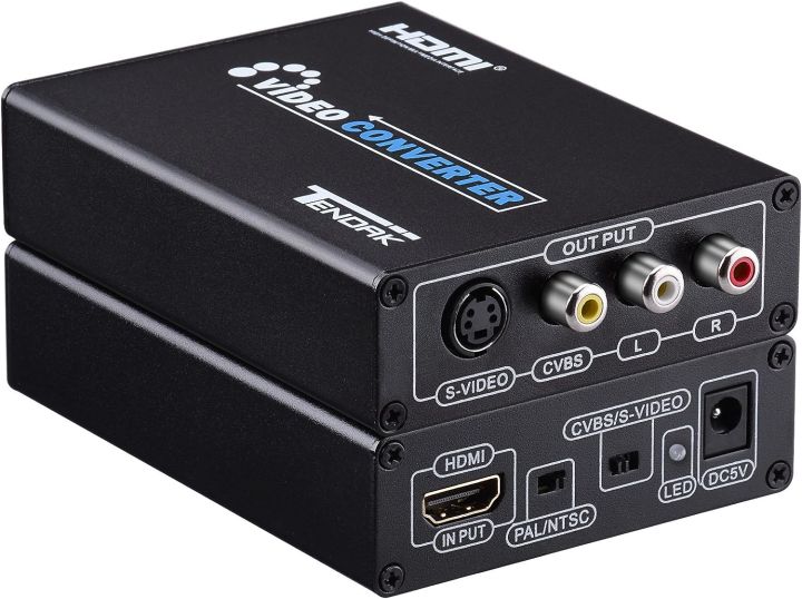 Tendak HDMI to Composite 3RCA AV S-Video R/L Audio Video Converter Adapter Upscaler Support 720P/1080P with RCA/S-Video Cable for PC Laptop Xbox PS3 TV STB VHS VCR Camera Blue-Ray DVD