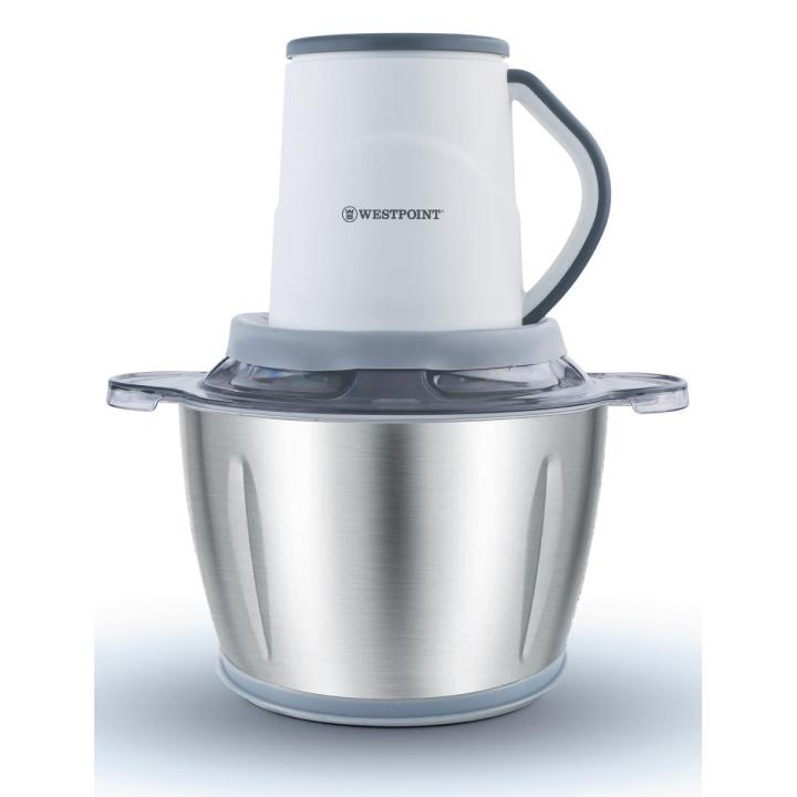 Westpoint Electric Meat Chopper Stainless Steel Machine 3 Litres - West Point Professional Chopper, 3.0 Liter Bowl, 1000W, WF-1099 Official 2 Years Warranty | Heavy Duty Electric Chopper Vegetable Chopper and Meat Mincer