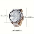 CAGARNY Men's Watch, Classic Casual Large Dial Dual Time Zone Date Quartz Watch, Ideal choice for Gifts. 