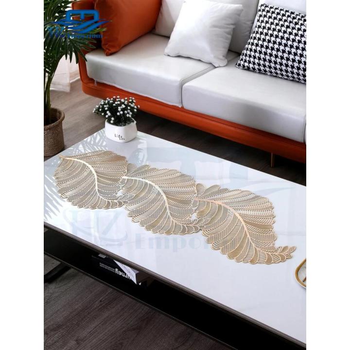 Gold Table Runner, Leaf Center Table Dressing Table Non-Slip Dining Mat