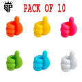 Pack of 10 Silicone Thumb Wall Hooks - Creative Multi-Function Self-Adhesive Clips for Cable Organization and Key Hooks. 