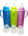1 Pc BABY GLASS FEADER WITH SILICON RUBBER SAFETY COVER (240ML). 