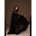 Black long Frock in Pure Chiffon-Pure Black Dress Flare Frock-Stylish and Simple Long Dress. 
