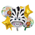 Jungle Theme Set of 5 Pcs Chrome Metallic Foil Balloon Tiger Lion Giraffe Reusable Balloon For Birthday Parties Decoration, Party Supplies, Kids Safari Theme Birthday Pack, Animal Shape Cartoon Balloons : hkyTJWvd. 