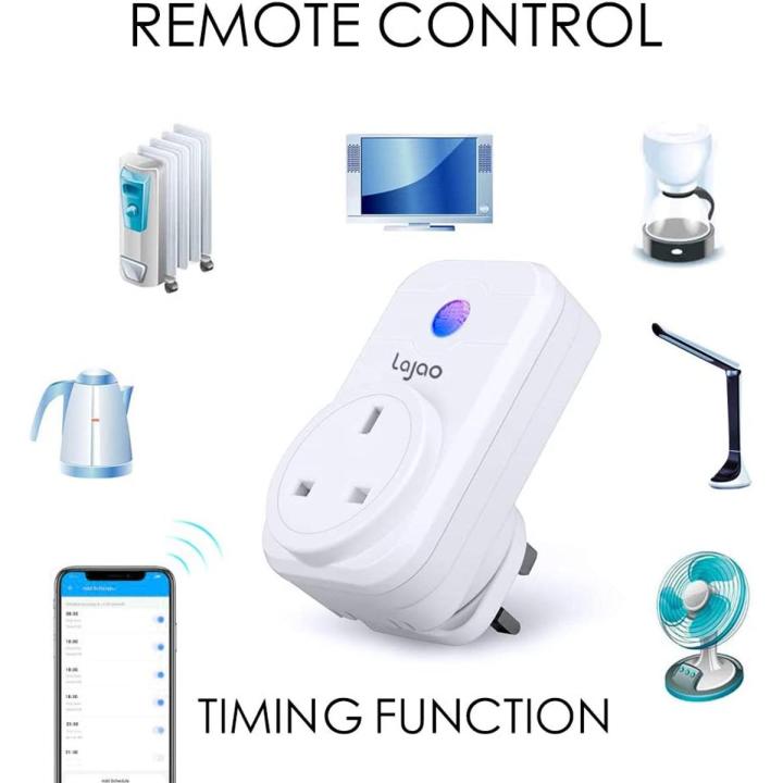 WiFi Smart Plug Outlet Switch Timer Power Socket, Compatible with Amazon Alexa, Google Assistant, IFTTT with APP Remote Control, Turn on/Off Switch, LED Indicator for Home Appliances