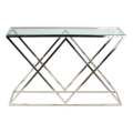 Wingle Console Table Glass in Stunning Silver Finish - V-Shape Console Table for Stylish Entryway and Hallway Décor. 
