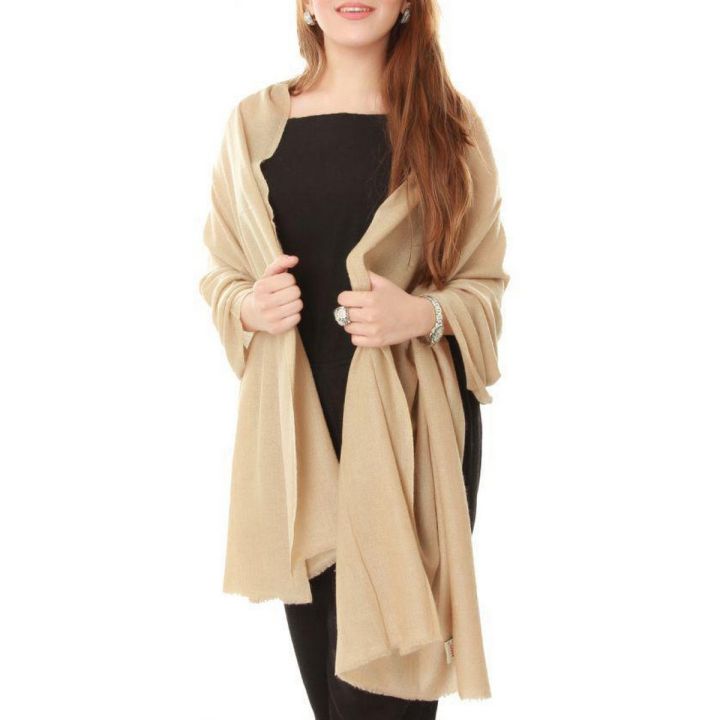 Beige Nepali Cashmere Pashmina Shawl