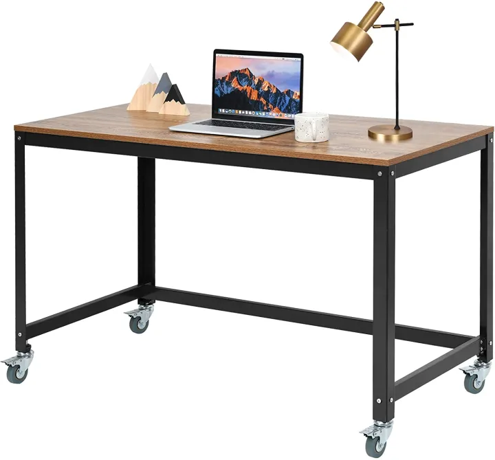 Computer%20Desk,%20Simple%20Style%20Rolling%20Home%20Office%20Desk%20Study%20Table%20Writing%20Desk,%20Movable%20Workstation%20with%204%20Smooth%20Wheels,%20Home%20Office%20Work%20Table%20-%20Image%204