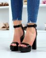 SCS Women Fashion Block High Heels With Platform Sandal, Party Wear Heels Weeding Wear Heels, Bridal Heels Black, White, Cream. 