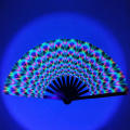 Large Folding Hand Rave Fan UV Fluorescent Gradient Colorful Reflective Foldable Fan Music Festival Dance Fans. 