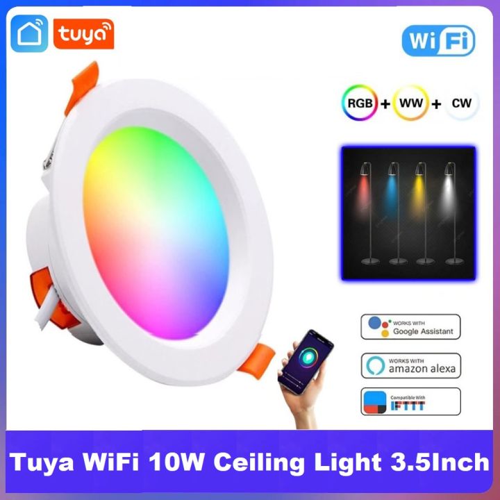Tuya Smart WiFi 10W RGB Ceiling Light Dimmable RGB+CW+WW– 3.5 Inch | Mobile Se Control | Alexa & Google Home Compatible