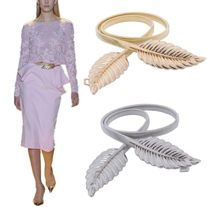1/2pcs Fashion Women Metal Belt Stylish Vintage Golden Silver Leaves Chain Waist Belt Smooth Buckle Clothes Decoration Lady Gift