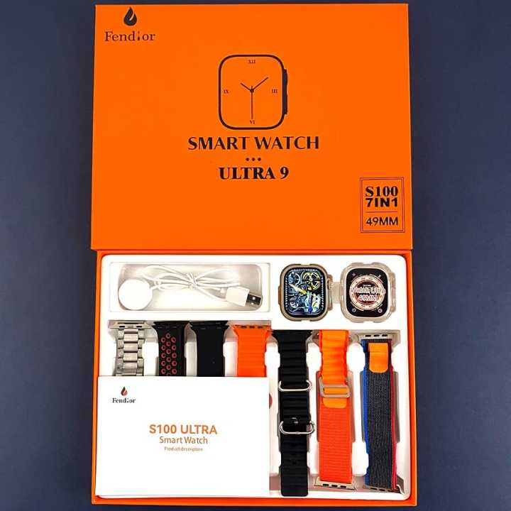 S100 Smart Watch Ultra 9 (With 7 straps)