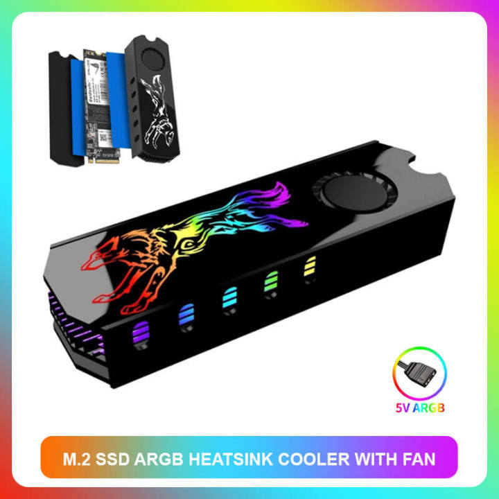 M 2 SSD Heatsink Cooler 5V ARGB M.2 2280 NVMe SSD Heat Sink Radiator Cooling Fan Thermal Pad