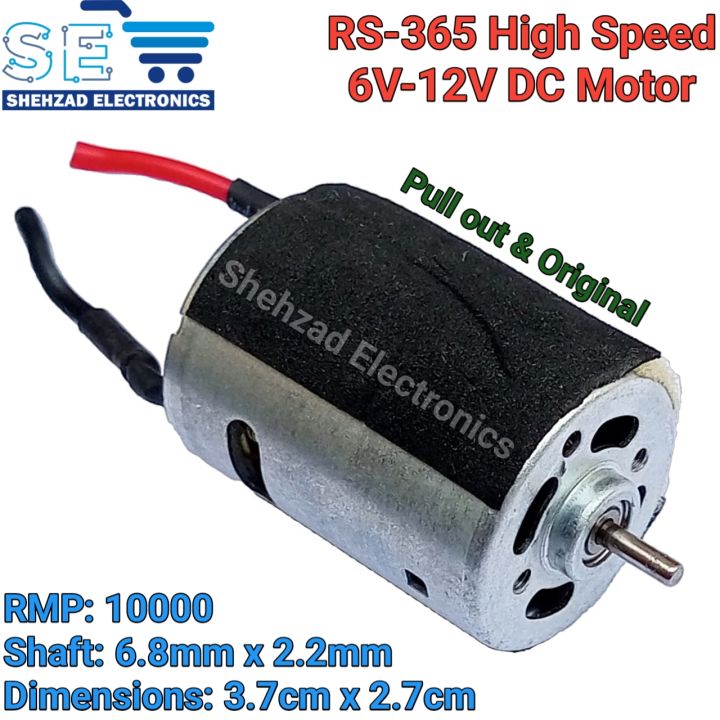 RS-365 High Speed 10000RPM 6V–12V DC Motor – Original & Powerful