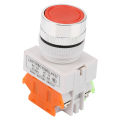 Self-Locking Flat Head Red Push Button Switch 22mm Mount LAY37-11BNZS-HT. 