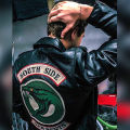 Men's Southside Black Snake Logo Real Leather Jacket. 