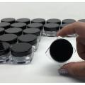 Pack of 6 10 gram Empty Cosmetic Containers Black Lid With outer Acralic Box - Square Shape Mini Plastic Empty Bottle - Makeup Face Cream Pot Jar Refillable Cosmetic. 