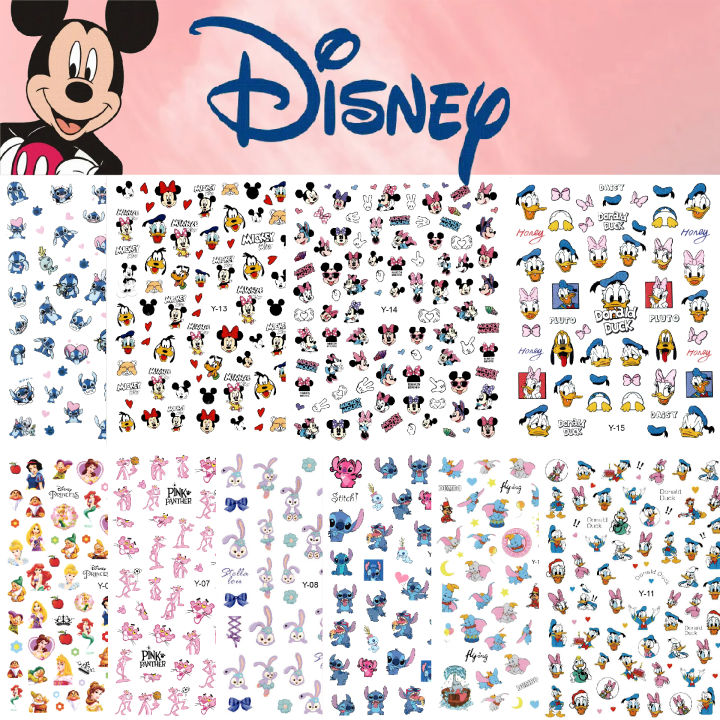 3D Disney Cartoon Character Nail Sticker Anime Lilo Stitch Nail Supplies Cute Lion King Decoration Mary Cat Stickers For Nails