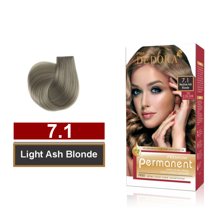Miss Dedora Hair Color Shade 7.1 Medium Ash Blonde – Long Lasting Olive ...