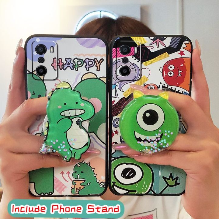 Back Cover TPU Phone Case For OPPO A55S 5G Japan Rotatable stand Kickstand Durable quicksand phone lens protection cute