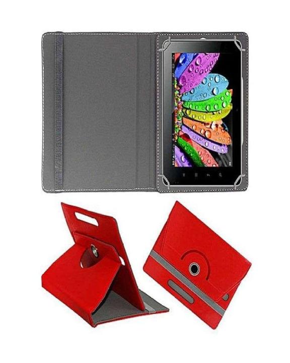 10 Inch - Universal Leather 360 Rotating Back Case Cover For Ipad An Android Tab - Red