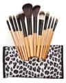 12 Pieces Makeup Brushes Set With Beautifull White Cheeta Pouch. 