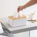 Wooden Tissue Box with Mobile Holder Tissue Box Holder Multifunctional Tissue Box Cover for Bathroom Rectangular Napkin Holder with Smart Phone Slot for End Table ABS Plastic Facial Paper Organizer for Nightstand. 