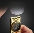 Random head double flame lighter with watch ┃ Kitchen Outdoor Portable Barbecue Camping Cigar Lighter ┃ Windproof inflatable Lighter ┃ Refillable Windproof Straight Flame Lighter | Gas stove lighter  | Stove gas lighter. 