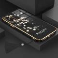 Casing For OPPO A76 4G A36 4G A96 4G Luxury Beautiful mapies with flower Camera Protection Phone Case Plating Edges Silicone Soft Cover With Free Lanyard. 