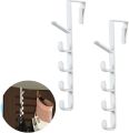 Plastic Door Hooks For Hanging Cloth Door Hook Hanger Vertical Bags Rack With 5 Hook New Style Storage Holder For Clothes/Hats/Towels/Scarf/Robe/Cap/Key - 1Pc. 