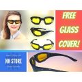 Wiley X Night Vision Yellow Glasses for Riders - Night Vision Anti Fog Driving Glasses - Free Night Glass Cover - Protect Eyes From Dust and Virus- For Night Sport Matches. 