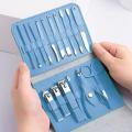 Professional 16pcs Manicure Set Stainless Steel Nail Clipper Set Nail Scissors Tweezer Foot Hand Care Tools Grooming Kit with PT Leather Casing. 