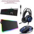 Budget Gaming Setup includes FULLY MECHANICAL RGB CHANGING KEYBOARD 7.1 NOISE CANCELLATION HEADPHONE RGB GAMING MOUSEPAD RGB GAMING MOUSE FULLY FUNCTIONAL. 
