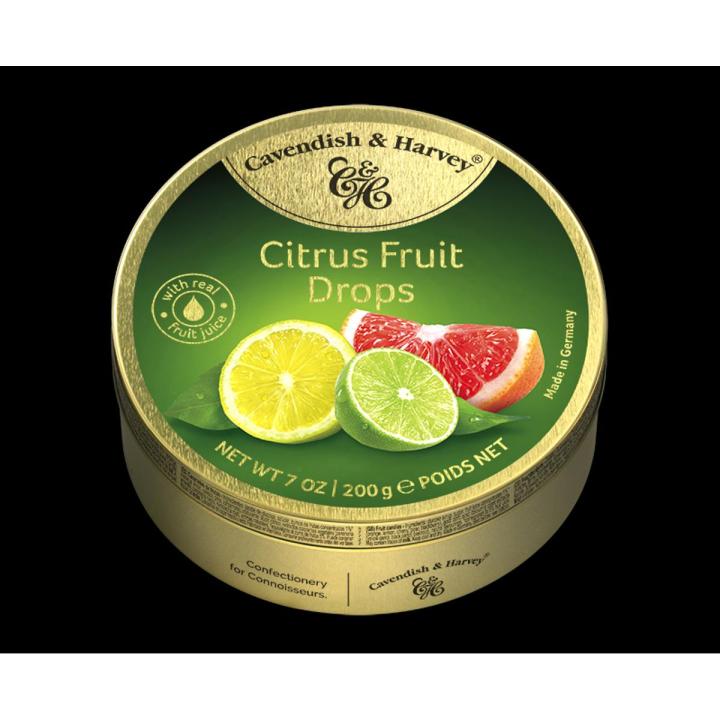 Cavendish & Harvey Citrus Fruit Drops Tin 200 grams (Halaal) (Made in Germany) (October 2024 Expiry)