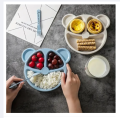5pcs Cartoon Dinner Plate Set With Divided Plate, Fork And Spoon Baby Feeding Plate Adorable Cartoon Animal Kids Bear Plate Section Dinner Plate Durable Plastic, Perfect For Toddlers Kids Adults Ideal For Home School Restaurant. 